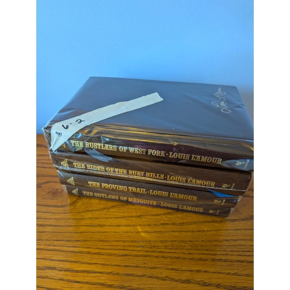 Vintage Louis L'Amour Collection 4 Book Set 1980s Bantam Leatherette Westerns